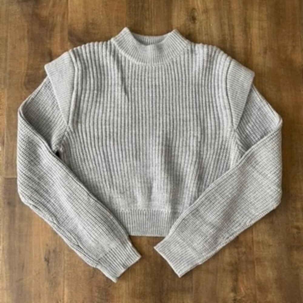 Dee Elly‎ Gray Ribbed Knit Crewneck Sweater Long Sleeve M